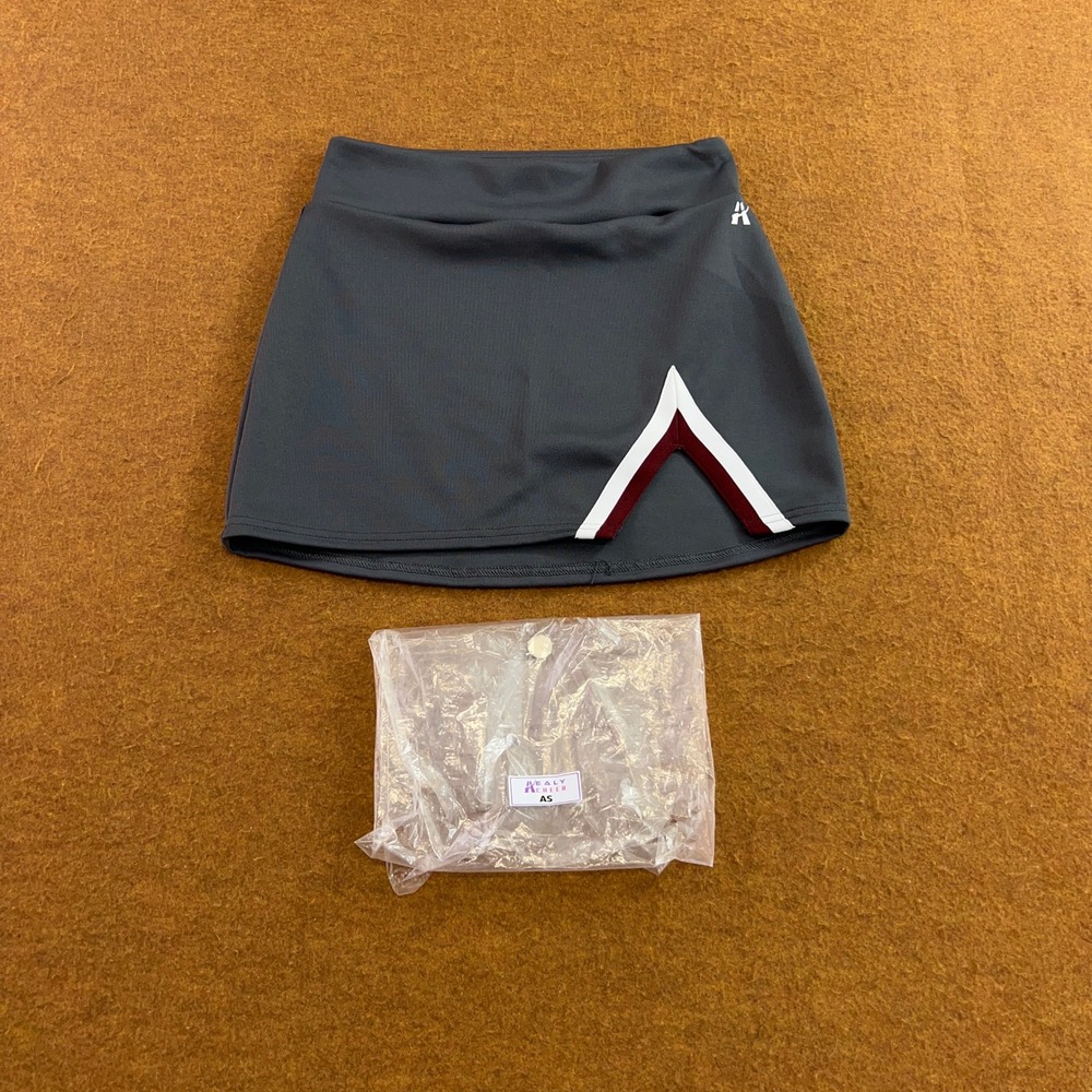 Aly Cheer Womens Small Grey Chevron Notch Athletic Cheerleading Skirt New *Flaw
